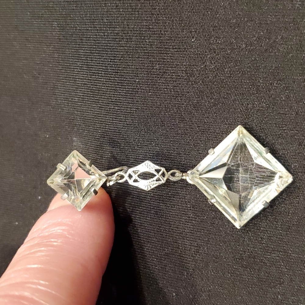 Art Deco Vintage Quartz Crystal Dangle Earrings
